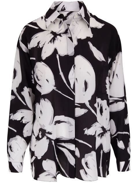 Michael Kors Floral Print Long Sleeve Silk Shirt Farfetch