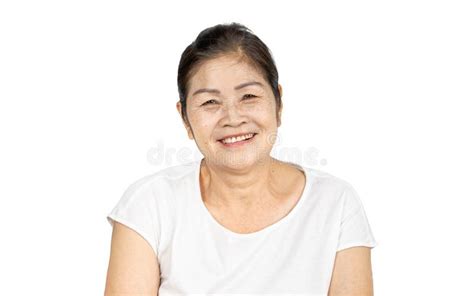 Kindness Smile Elderly Woman Portrait Isolated On White Background