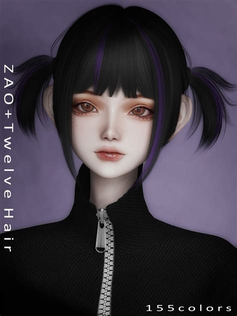 ZAO Twelve Hair Free Sims Hair Sims 4 Anime Tumblr Sims 4