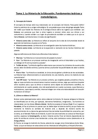 Tema 1 La Historia De La Educacion Fundamentos Teoricos Y