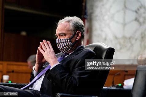 US Senator Tim Kaine listens during a Senate Health, Education, Labor ...