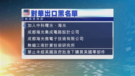 美擴大對華出口黑名單 多5間中國公司上榜 Now 新聞