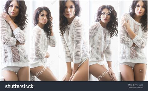 Sexy Beautiful Brunette Girl Posing White Stock Photo 776572282 Shutterstock
