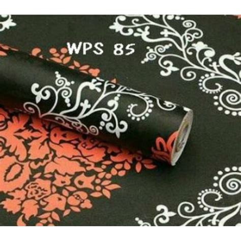 Jual Wallpaper Dinding Uk 45cm X 10m Stiker Motif Batik Hitam Merah