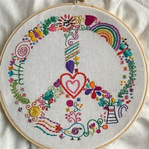 Peaceful Whimsy Embroidery Pattern Includes Preprinted Fabric Panel