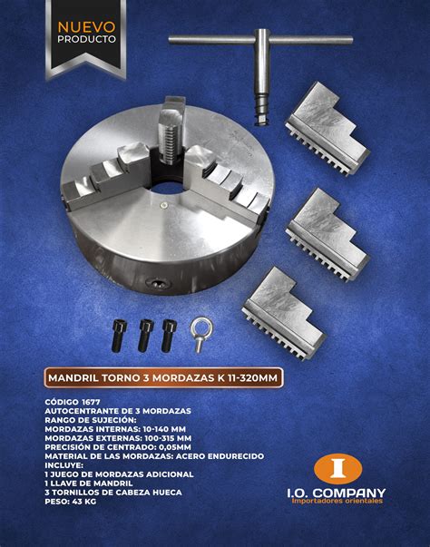 1677 Mandril Torno 3 Mordazas K 11 320mm IO Company Importadores