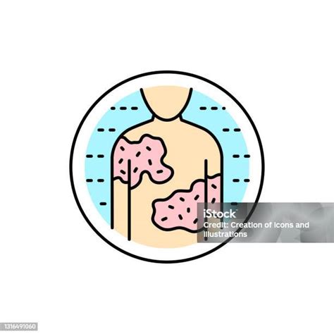 Vetores De Ícone Da Linha De Cores Urticaria Doença De Dermatologia