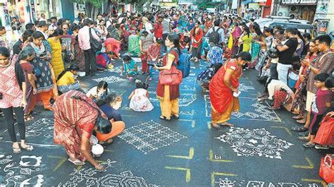 Mylapore Street Comes Alive With Kolams The Hindu