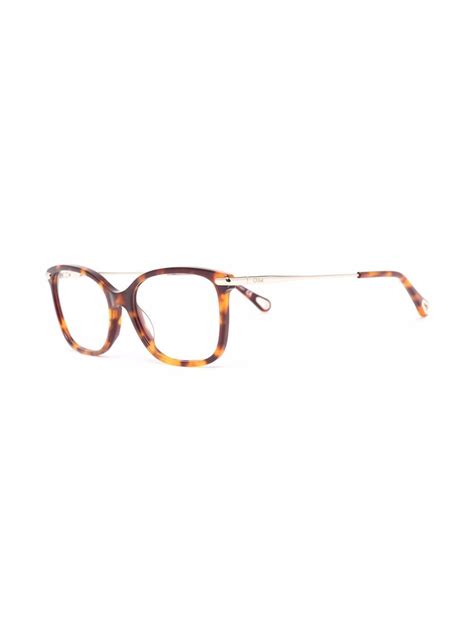 Chloé Eyewear Square Frame Metal Arm Glasses Farfetch