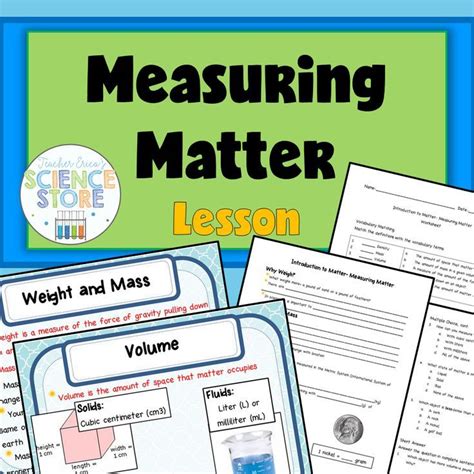 Lesson On Measuring Matter Covers Mass Volume Density And The Difference Between Mass