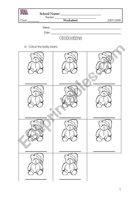 Teddy Bears Worksheet