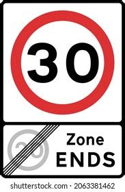 End 20 Mph Speed Limit Zone Stock Vector Royalty Free 2063381462