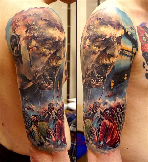 Outstanding Realistic Tattoos By Andrey Barkov Aka Grimmy3d Zombie Tattoos Horror Tattoo Tattoos