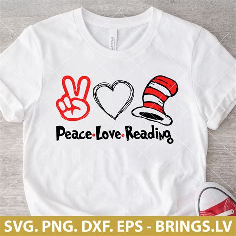 Dr Seuss Peace Love Reading Svg Dr Seuss Svg Cut File