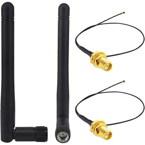 BOOBRIE 2 x 2 4 GHz 2Dbi RP SMA mâle trou B G N Antenne de signal