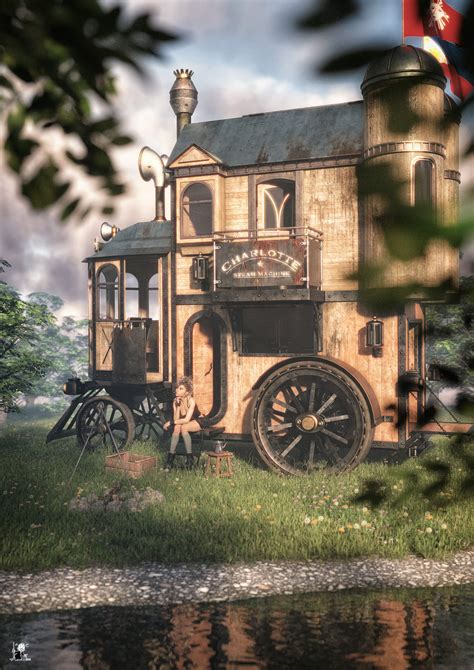 Steampunk Camping 3D Render Digital Art By Bisonravi