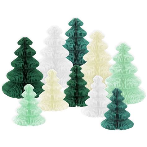 Set De D Corations De Table Sapins D Plier Vert Blanc Pour L