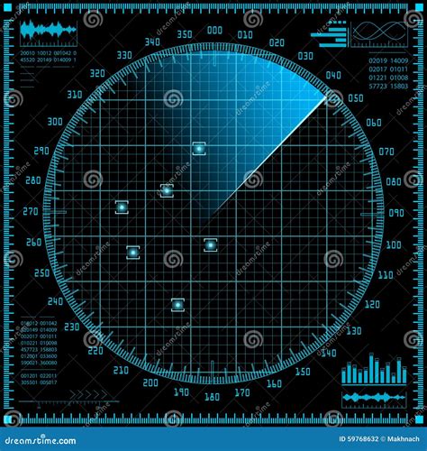 Blue Radar Screen With Planes, Air Traffic Control Radar Monitor Show