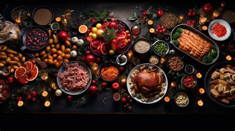 Premium AI Image | High angle of christmas feast with delicious food