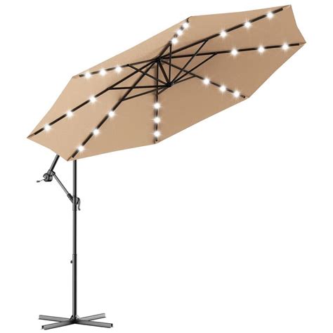 Sunrinx Ft Steel Cantilever Patio Umbrella In Beige With Solar