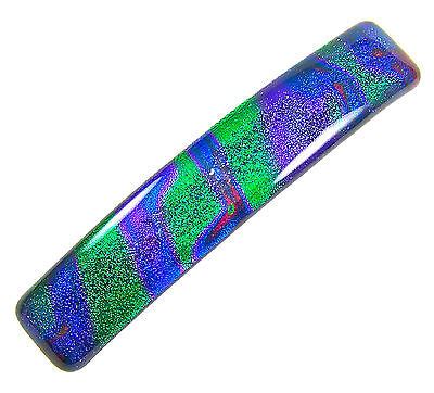 Dichroic Glass Hair Barrette Mm Teal Green Blue Cobalt Tie Dye