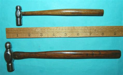 Pair Vintage Machinist Ball Peen Hammer W Wood Handles Marked S