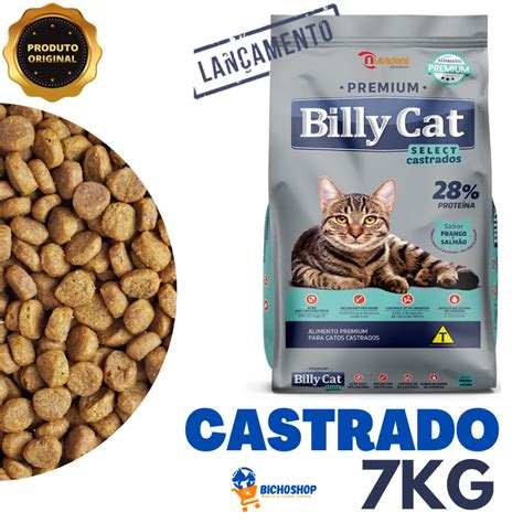 Melhor Ração Gato Castrado - Ração para Gato Castrado Billy Cat Select 7 kilos Sabor Frango e Salmão ...