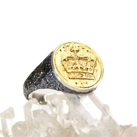 Mens Crown Ring Gold Etsy