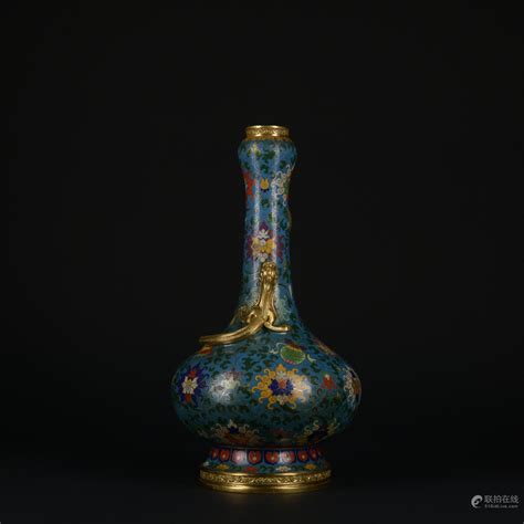 Bidlive A Cloisonne Enamel Floral Garlic Head Vase