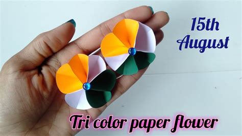 Tri Color Paper Flower Independence Day Special Tri Color Paper