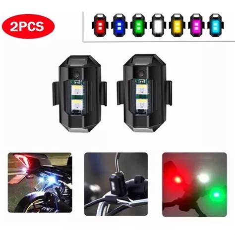 2pcs Mini Luz Led Estrobo Funciones Fija Moto Bici Auto Meses Sin