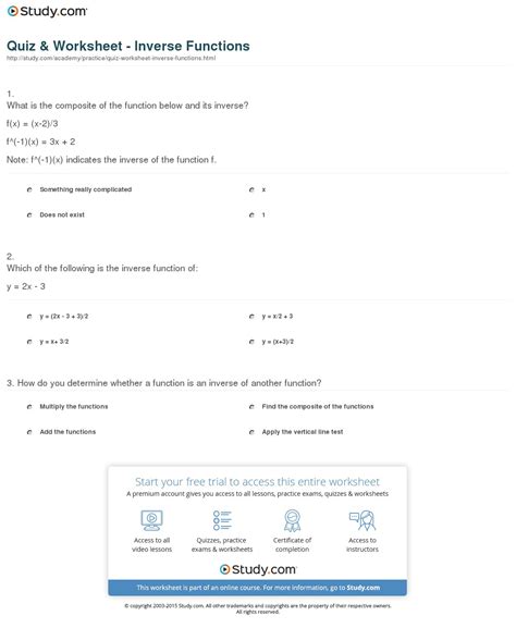 Inverse Functions Worksheet Answer Key Printable Word Searches