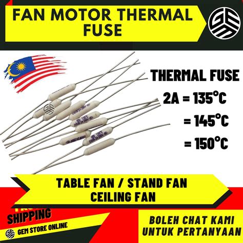 Fan Motor Thermal Fuse Termal Fius Motor Kipas Kipas Siling Kipas