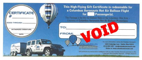 Hot Air Balloon Ride GIFT CERTIFICATES Columbus Aeronauts Central Ohio