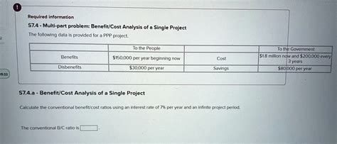 Solved 1 Calculate The Npv Of Benefits And Costs 2 Calculate The Bc Ratio Using The Formula