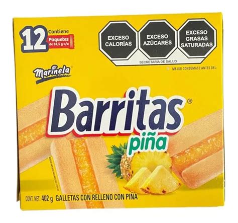 Barritas Marinela Galletas Con Relleno De Fresa Y Piña 12paq Estilo Piña