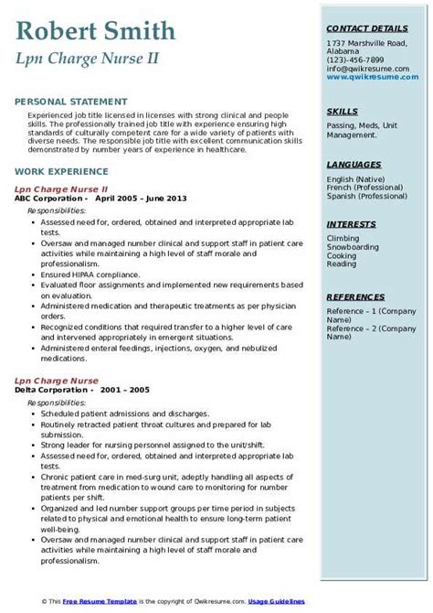 Lpn Charge Nurse Resume Samples Qwikresume 21756 Hot Sex Picture