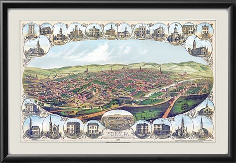 York PA 1879 Restored Map | Vintage City Maps