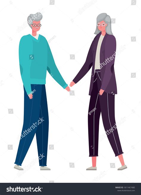 Senior Woman Man Cartoons Design Grandmother Stock Vector Royalty Free