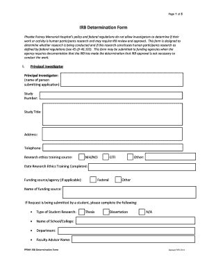 Fillable Online Irb Determination Form Phoebehealth Fax Email