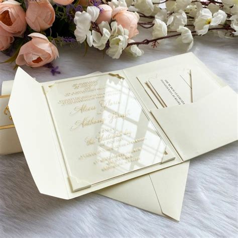 Acrylic Custom Wedding Luxury Invitations Clear Invitation Etsy