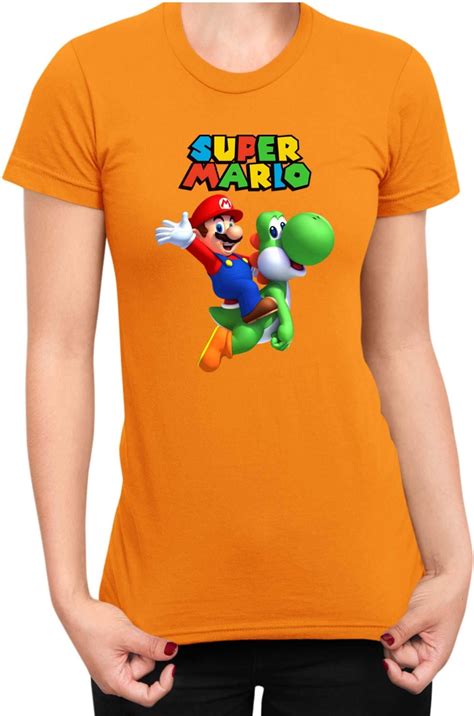 Mario Riding Yoshi Koszulka Damska Super Mario Bros Luigi Bowser Lady