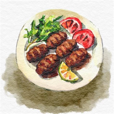 Premium Vector Watercolor Turkish Food Turkish Meatball