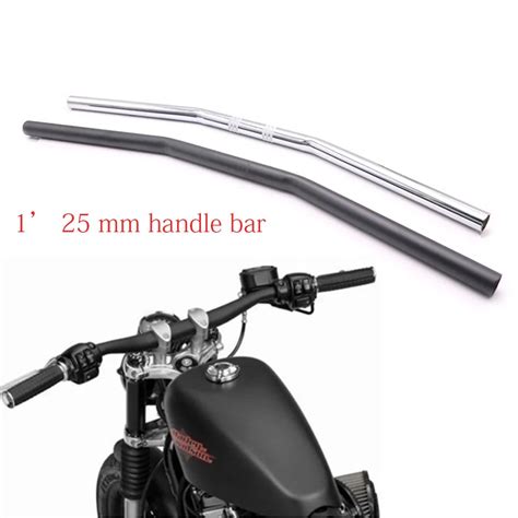 Motorcycle Handlebar 1 25mm Black Chrome Drag Straight Bar For Honda Kawasaki Yamaha Suzuki