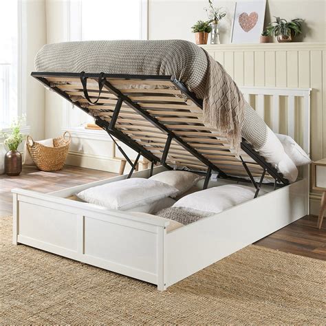 Aspire Furniture Small Double White Wooden Ottoman Bed Wilko