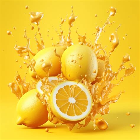 Premium Ai Image Lemons Splashing Into Orange Juice