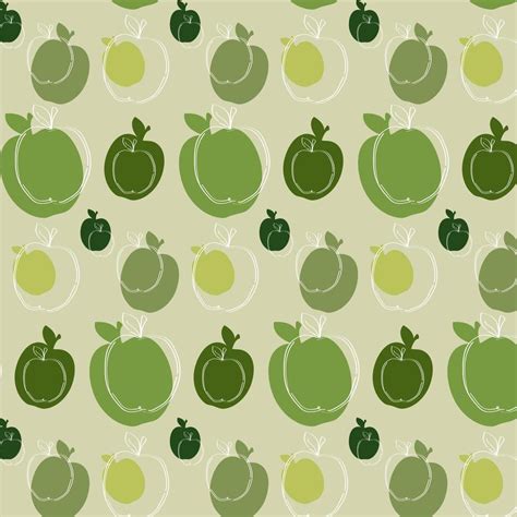 Green apple seamless pattern of different sizes on a light green ...