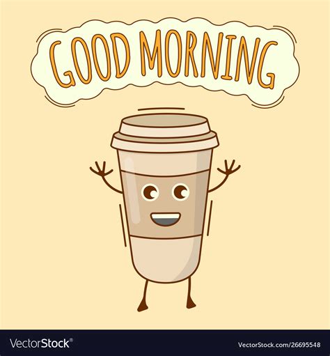 Good Morning Banner Coffee Cup Icon Cute Vector Image