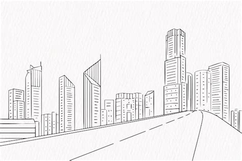 Premium Vector | Line drawing of modern city skyline background With ...