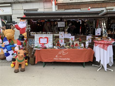 Weihnachtsmarkt in Eupen Aktion Wasserbüffel